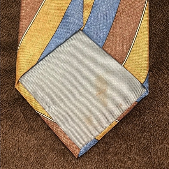 100% Silk Vintage Countess Wara Blue & Brown Striped Tie - Picture 5 of 5